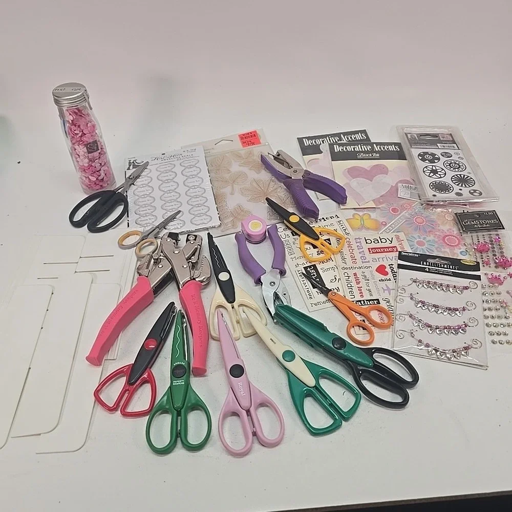 Crafting Lot Creative Scrapbook Punches Corner Wavy Cutters‎ Foil Scissors More